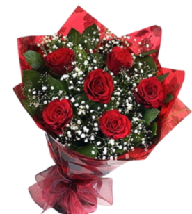 6 adet kırmızı gülden buket Ankara yurtiçi ve yurtdışı çiçek siparişi