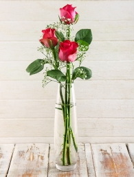 Cam içerisinde 3 kırmızı gül Ankara çiçek satışı